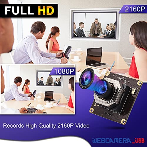 ELP オートフォーカス 4K USBカメラ 超小型 ウェブカメラ デュアルオーディオ付き 100度歪みのないレンズ カメラ 2160P 30FPS Webかめら の通販は