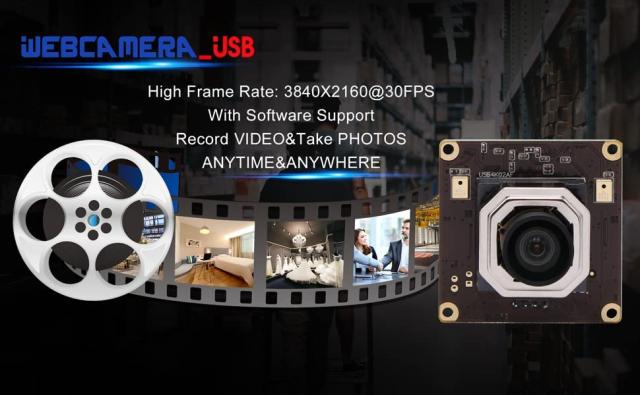 ELP オートフォーカス 4K USBカメラ 超小型 ウェブカメラ デュアルオーディオ付き 100度歪みのないレンズ カメラ 2160P 30FPS Webかめら の通販は