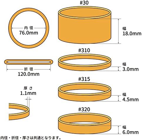 輪ゴム オーバンド #320 ＜ 50g透明袋 ＞ アメ色 太い幅 少量 包装