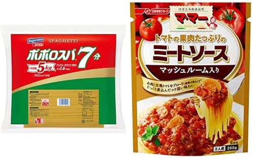 【セット販売】はごろも ポポロスパ7分 5kg 1.6mm + マ・マー トマトの果肉たっぷりのミートマッシュ 260g×6個