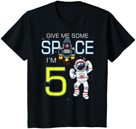 キッズ 宇宙5歳5歳の誕生日宇宙船プラネットパーティー Tシャツ