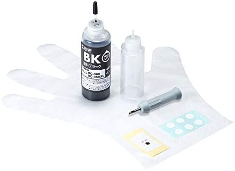 サンワサプライ キヤノン 詰め替えインク BC-360用 BC-360XL用 顔料ブラック 工具付き INK-C360B60S 60ml