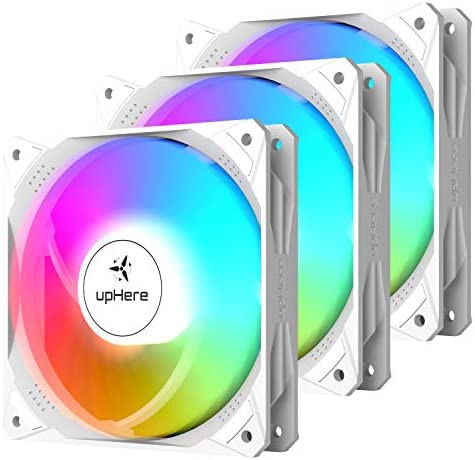 upHere 120mm PCケースファン 虹色LED搭載 静音 高性能 3PINコネクタ 3