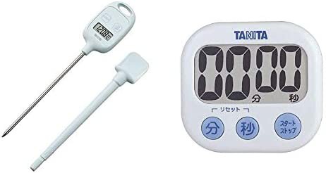 タニタ 温度計 料理 調理 50~240度 ブルー TT-583 BL スティック温度計 & キッチン タイマー マグネット付き 大画面 100分 ホワイト TD-3