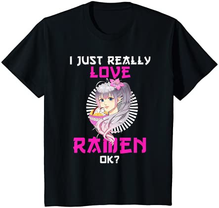 キッズ 子供私は本当にラーメンが大好きですOK面白いアニメギフト麺 Tシャツ