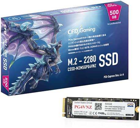 CFD販売 PG4VNZシリーズ 500GB (読取り最大 6,500MB/秒) 【PlayStation5 動作確認済】M.2 2280 (NVMe) 接続 PCIe Gen4x4 内蔵 SSD 5年保