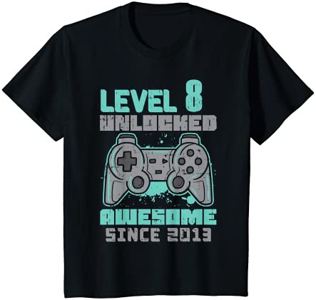 キッズ Level 8 Unlocked Awesome 2013 Gamer 8th Birthday Gaming Gift Tシャツ
