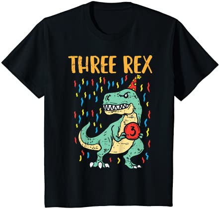 キッズ Three Rex Trex Dinosaur 3 Year Old 3rd Birthday Boys Gift Tシャツ