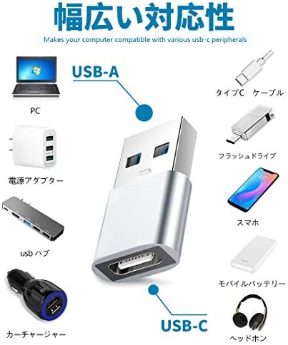 USB 変換アダプタ Type C (メス) to USB 3.0 (オス)小型 USB3.1【2個