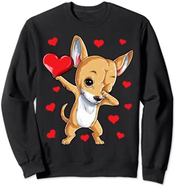 【送料無料】Dabbing Chihuahua Heart Valentines Day Boys Kids Love Dog トレーナー