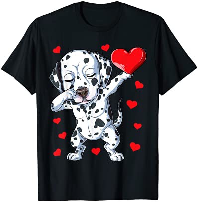 【送料無料】Dabbing Dalmatian Heart Valentines Day Gifts Boys Kids Dog Tシャツ