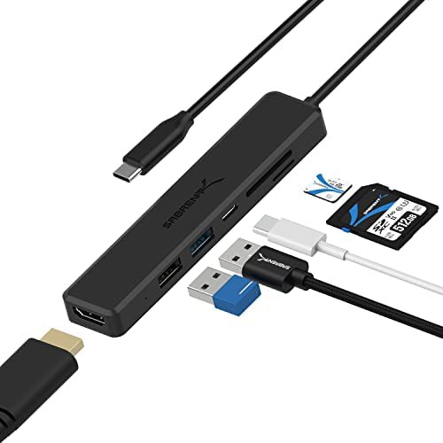 Sabrent マルチポートUSB Type-Cハブ 4K HDMI搭載｜60ワットの「PD」電力供給対応 ｜USB 3.0 1ポート｜USB 2.0 1ポート｜SDおよびマイク