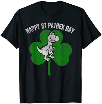 Dino Trex Shamrock St Patricks Day Shirt Kids Toddler Boys Tシャツ
