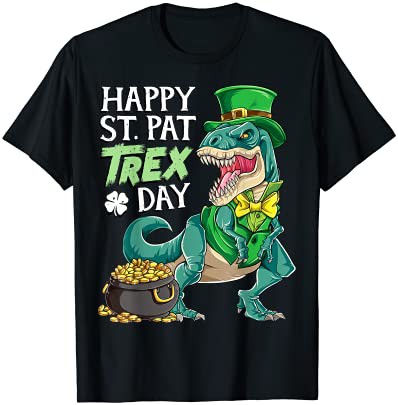Happy St Pat Trex Patricks Day Boys Kids Men Dinosaur T rex Tシャツ