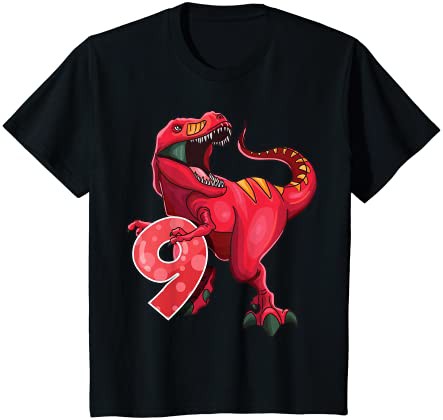 キッズ 9th Birthday Shirt Dino T Rex 9歳の恐竜 Tシャツ