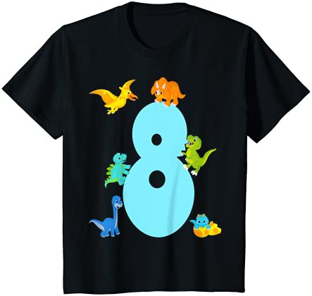 キッズ 8歳の誕生日の男の子 8歳の恐竜のおもちゃ ディノ Tシャツ