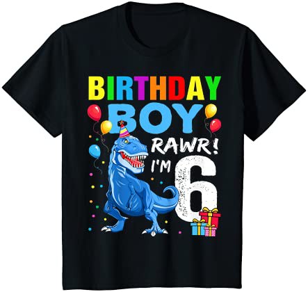 キッズ 6 Year Old Shirt 6th Birthday Boy T Rex Dinosaur Shirt Tシャツ