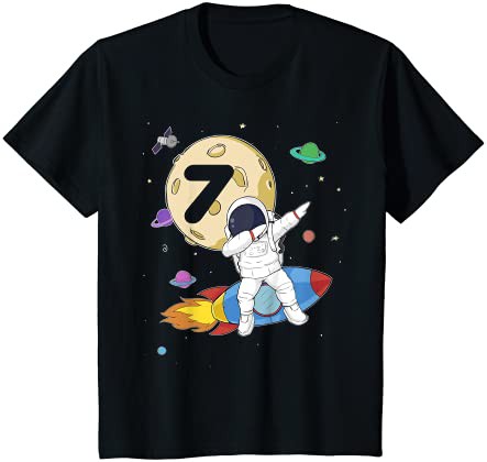 キッズ キッズ7歳の誕生日の男の子の宇宙飛行士スペース5番目のB-Day Tシャツ