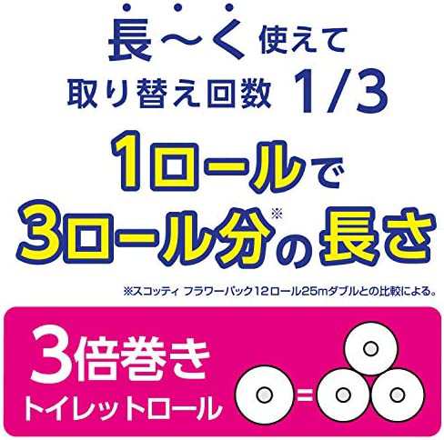 スコッティ フラワーパック 3倍長持ち トイレット12ロール 75mダブル