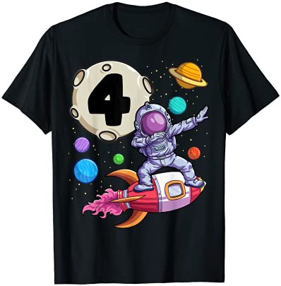 Dabbing 宇宙飛行士 4 Yrs オールドバースデーボーイスペース4歳の誕生日 Tシャツ