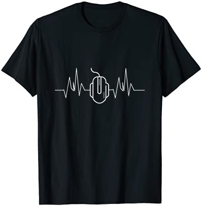 【送料無料】Heartbeat Gaming Gamer Mouse Pulse ECG Tシャツ