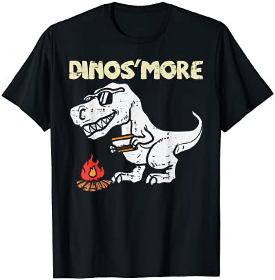【送料無料】Dino smore Funny Camping Trex Dinosaur Camper Kids Boys Tシャツ