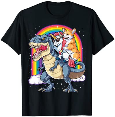 Corgi ユニコーン 恐竜 Tシャツ キッズ ガールズ レインボーギフト Tシャツ