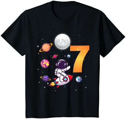 キッズ 7歳の誕生日の男の子の宇宙飛行士7歳のロケット私は7歳です Tシャツ