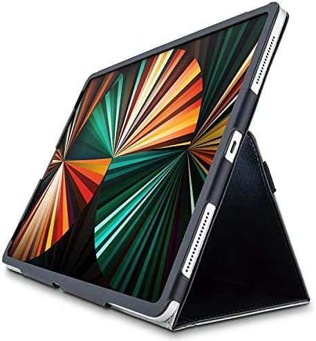エレコム iPad Pro 12.9 第6/5世代 (2022/2021年) ケース 三つ折りスタンド Apple Pencilホルダー 軽量 ソフトレザー ブラック TB-A21PLP