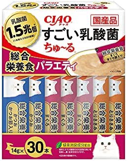 チャオ (CIAO) 猫用おやつ すごい乳酸菌ちゅ~る 総合栄養食バラエティ 14グラム (x 30)