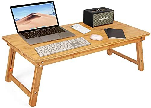スマホ/家電/カメラノートパソコンデスク PCスタンド 傷付きにくい 竹製 ベッドテーブル ...
