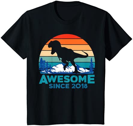 キッズ Awesome Since 2018 シャツ 3歳 恐竜ギフト Tシャツ