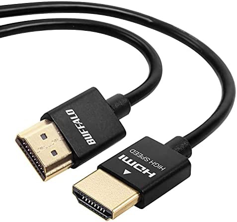 バッファロー HDMI スリム ケーブル 1m ARC 対応 4K × 2K 対応 【 HIGH SPEED with Ethernet 認証品 】 BSHD3S10BK/N