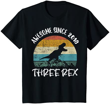 キッズ Three Rex Dinosaur 3 Year Old T-Rex 3rd Birthday Boy Girl Tシャツ