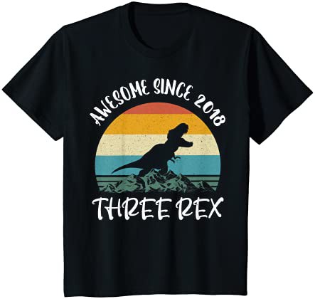 【送料無料】キッズ Three Rex Dinosaur 3 Year Old T-Rex 3rd Birthday Boy Girl Tシャツ