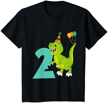 【送料無料】キッズ 2歳の誕生日 男の子 恐竜 パーティー ディノ - 2歳 Tシャツ