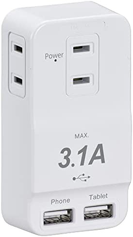 オーム電機 電源タップ 発煙ガードタップ 3個口 USBポート×2 白 HS-TM3U3HT3-W 00-1230 OHM