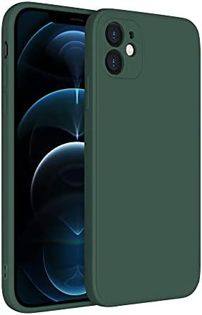 [BlueSea] iPhone 11 専用 カラーシリコンケース 一体型レンズ保護 耐衝撃 ワイヤレス充電対応 ガラスフィルム付属 フォレストグリーン b