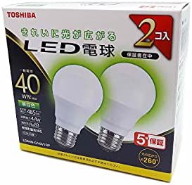 【送料無料】東芝 LED電球 40W相当 全方向 昼白色 E26口金 2P 密閉器具対応 LDA4N-G/40V1RP
