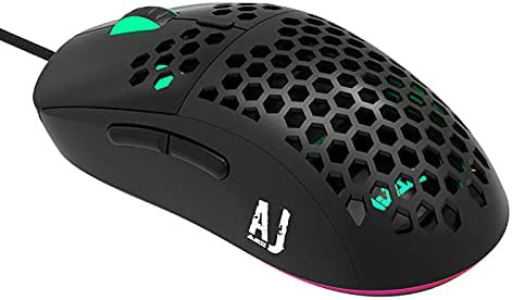 AJAZZ AJ380 RGB バックライト ゲーミングマウス 超軽量 中空彫刻デザイン 7色LEDライト 高精度ターゲティング 6段調節可能DPI PUBG/荒野