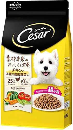 シーザードライ ドッグフード チキンと4種の農園野菜入り 成犬用 超小粒 700g