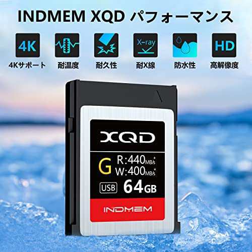 INDMEM XQDメモリーカード 64GB 書き込み速度400MB s 読み出し速度440MB s