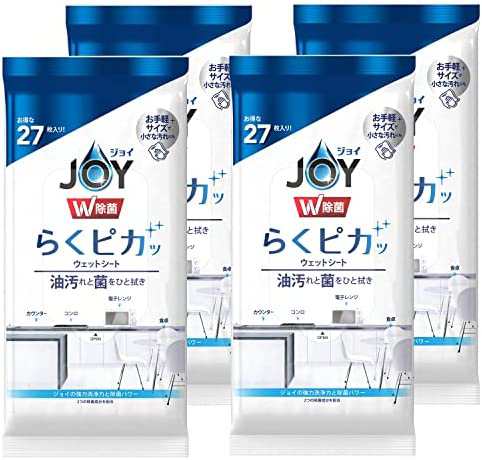 まとめ買い】 ジョイ W除菌 らくピカ ウェットシート 27枚入り 食卓