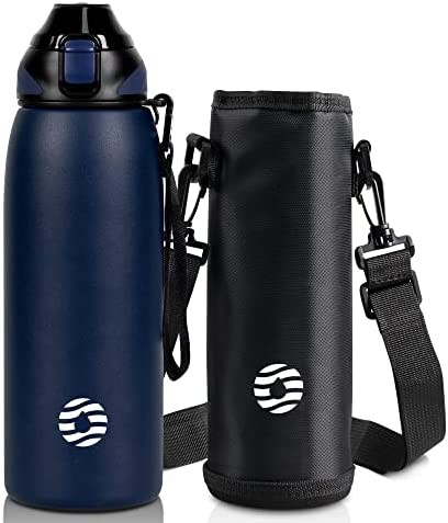 FJbottle 水筒 0.8L 真空断熱 ワンタッチ スポーツボトル 0.8リットル 保温 保冷 スポーツ飲料対応 広口 洗いやすい ステンレスボトル 水