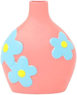 アイモハ カラフルなお花の陶器花瓶【ピンク】 FREE