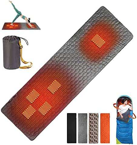 【送料無料】【PKTIME】電熱 マット 寝袋用 発熱 パッド 秋冬 アウトドア テントスリーピングマット 電気毛布 USB給電 3段階温度調整 急