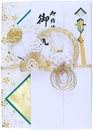 伊予結納センター 祝儀袋 金封 結婚御祝用 亀 ホワイト×ゴールド 22×15cm S080-02