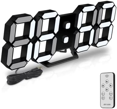 Deeyaple LEDデジタル壁掛け時計 3D小さな目覚まし時計 置き時計 北欧のおしゃれ インテリア 静音 スヌーズ 12/24時間の切替 気温 日付表
