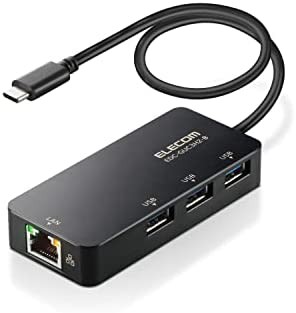エレコム 有線LANアダプター USB3.1 Gen1 (USB3.0) Type-C USB-C→RJ45 変換アダプター ギガビット USBハブ (USB-A×3ポート) Macbook対