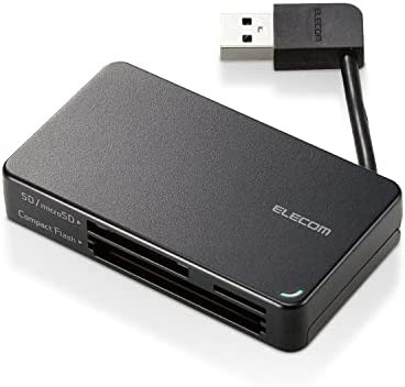 エレコム カードリーダー USB3.0対応 37+5メディア対応 ケーブル長6cm ケーブル収納 SD/microSD/CF他 ブラック MR3-K303BK